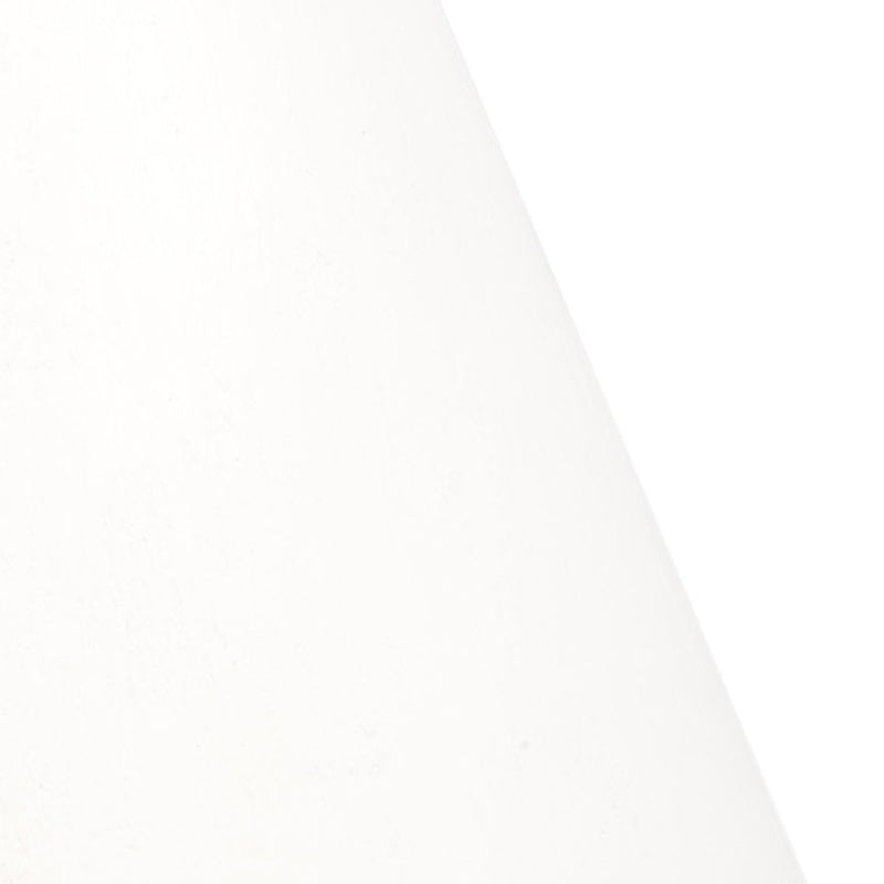 White gesso pendant shade close-up showing slanted surface