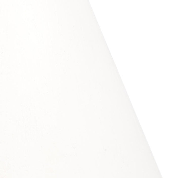White gesso pendant shade close-up showing slanted surface