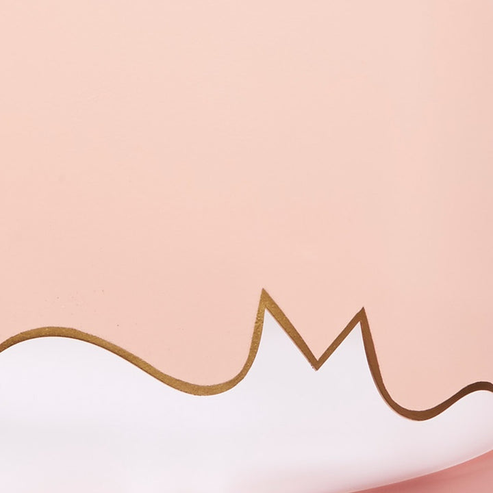 Blush pink pendant with gold wavy zigzag lettering detail