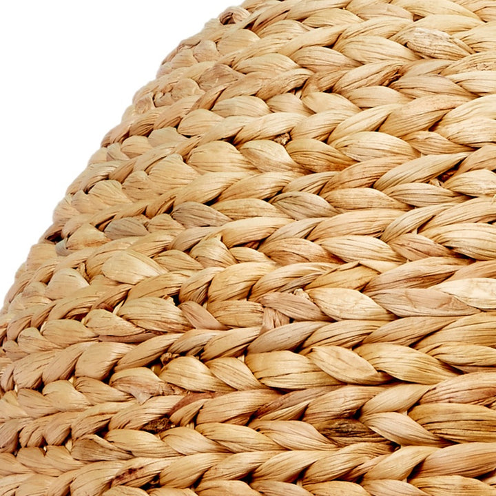 Water hyacinth pendant shade close-up, braided light brown woven texture