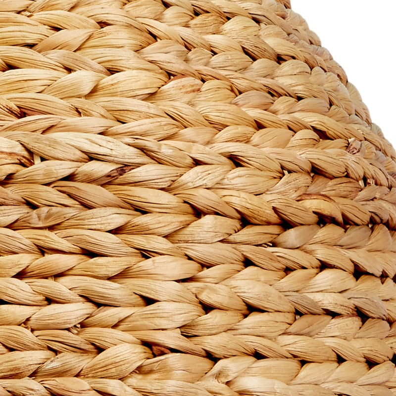 Braided water hyacinth pendant shade panel, tightly woven light brown texture
