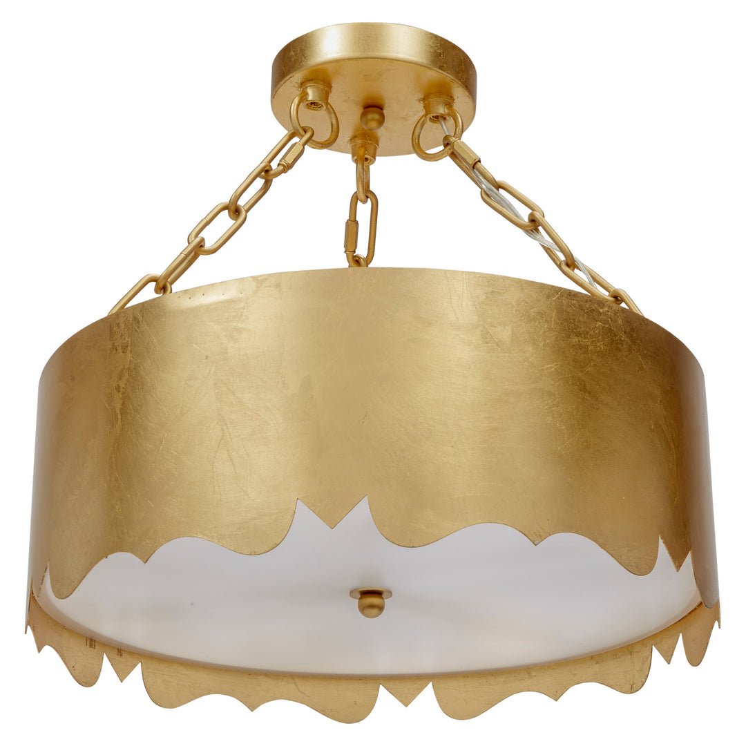 Mollie gold leaf pendant with three-light design.
