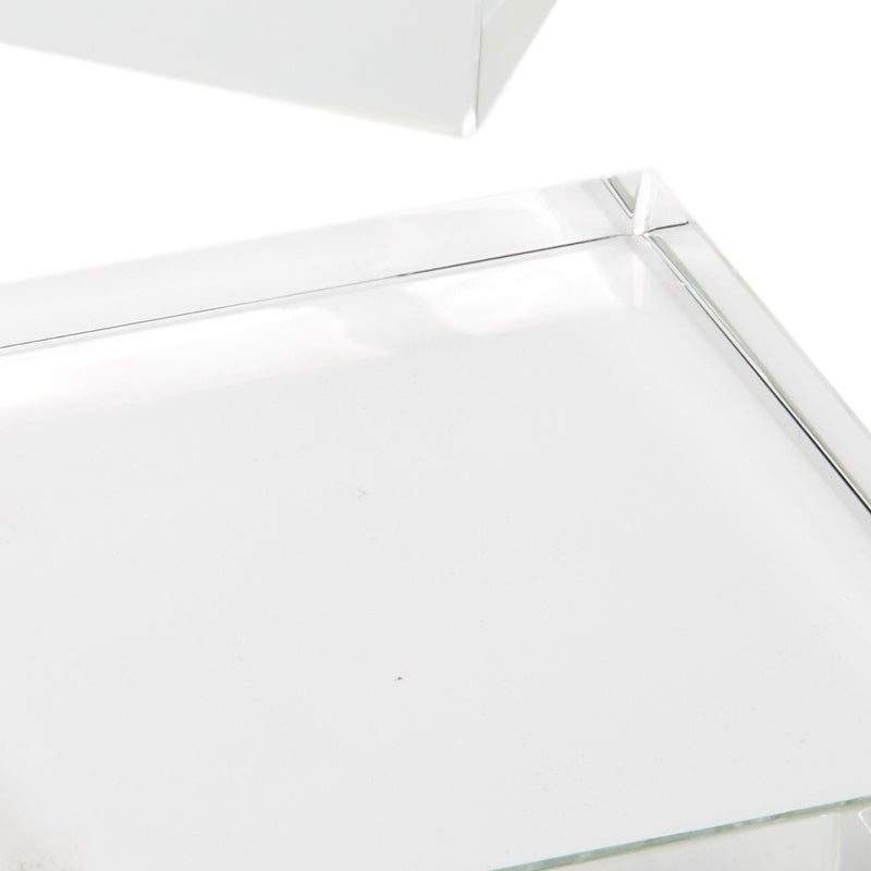 Clear square crystal risers set with flat top and beveled transparent sides