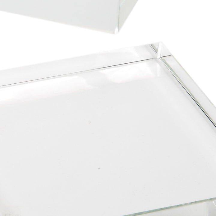 Clear square crystal risers set with flat top and beveled transparent sides