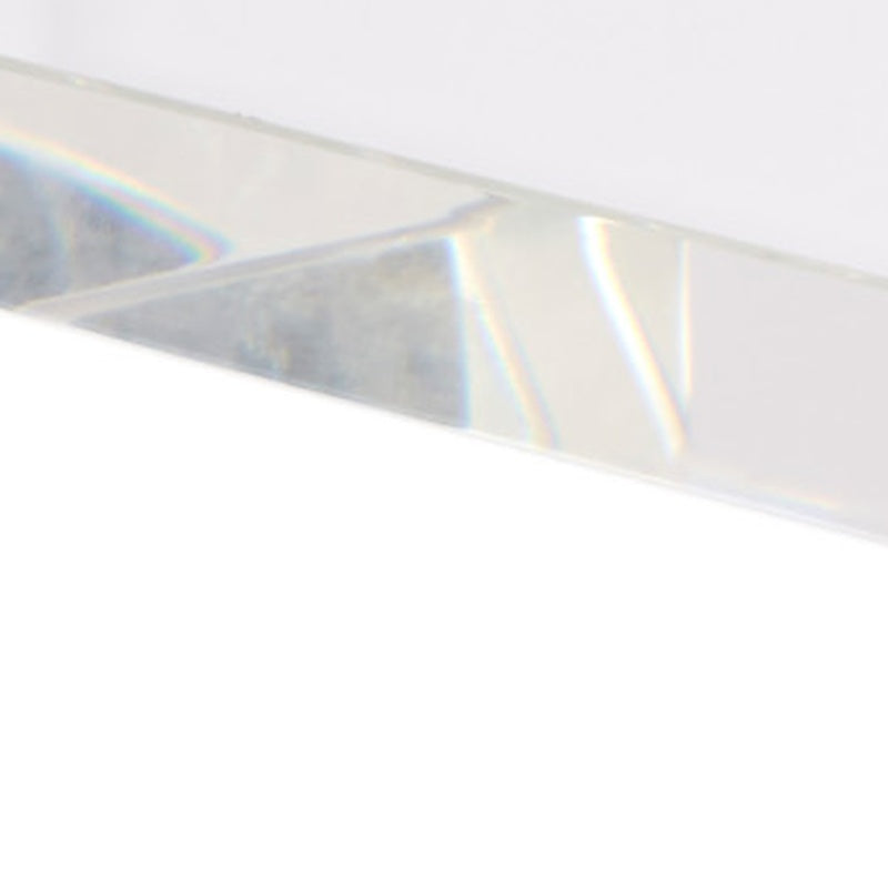 Clear hexagonal crystal riser set, angled view of faceted top