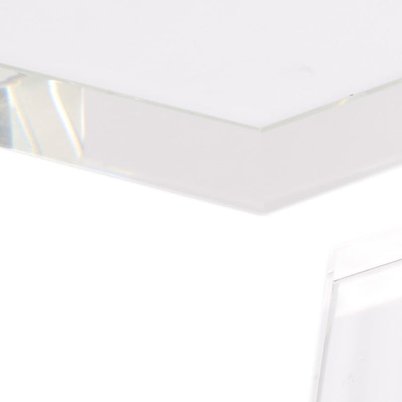 Clear hexagonal crystal riser set, corner view of faceted hexagon base