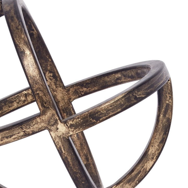 Set of 2 decorative metal finials, cross-style with antiqued bronze finish