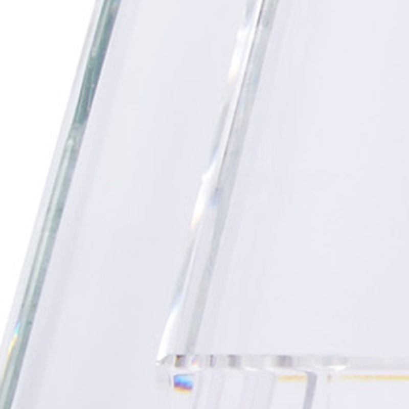 Clear square crystal riser edge with stepped ridges; set of 2.