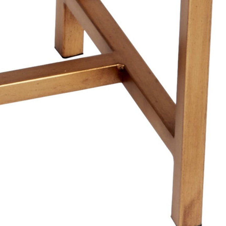 Gold-finished angled legs with crossbar for side table