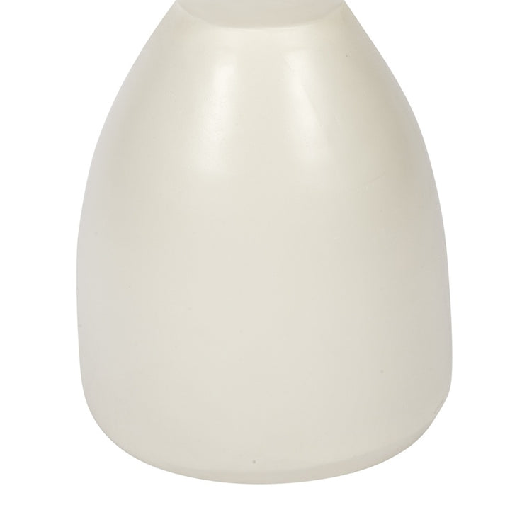 White accent table with smooth rounded pedestal base and narrow top