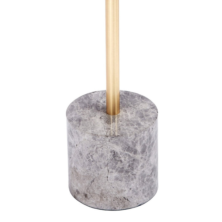 Grey marble round pedestal base with gold metal table leg