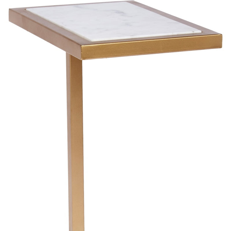 Gold frame martini table with white marble rectangular tabletop