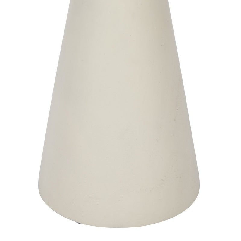 White tapered pedestal base, round top not visible