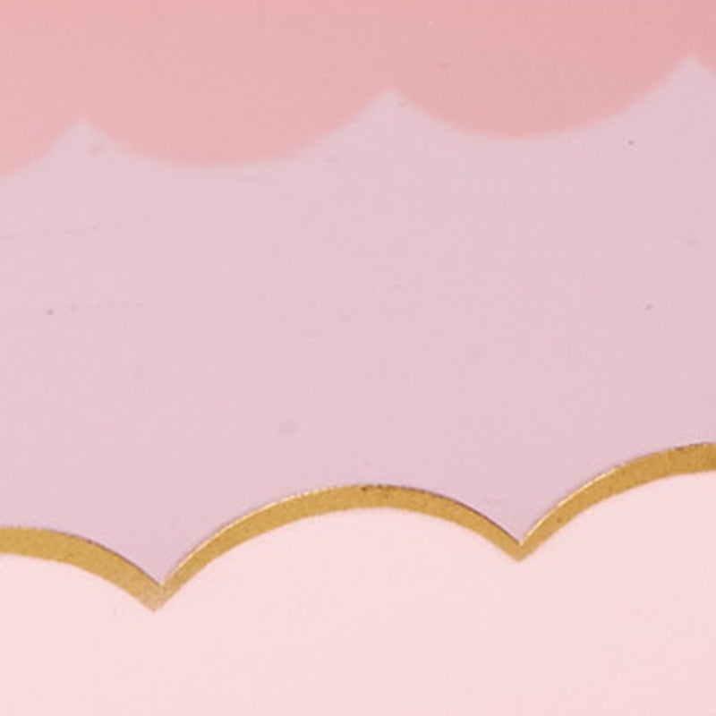 Blush pink tray interior with gold scalloped edge detail