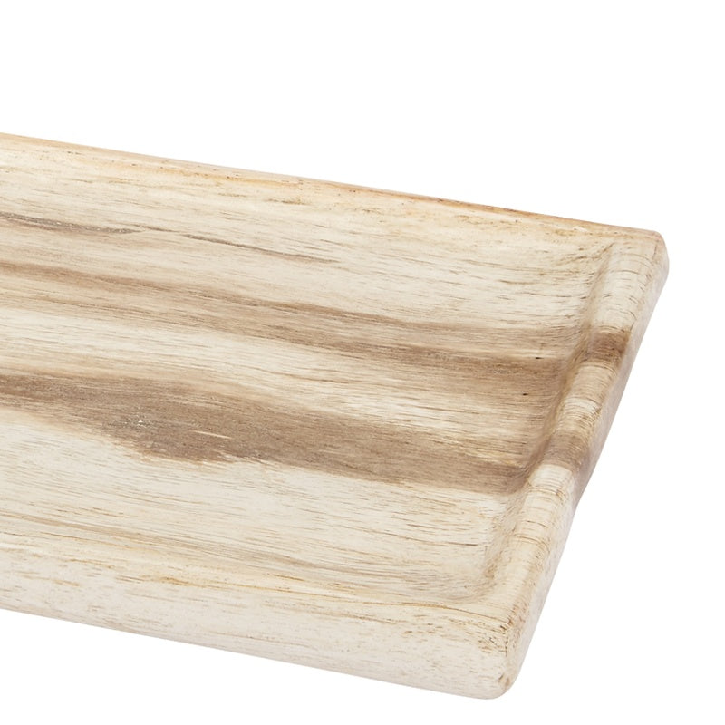 Cream petrified wood tray with squared corner and smooth inner surface