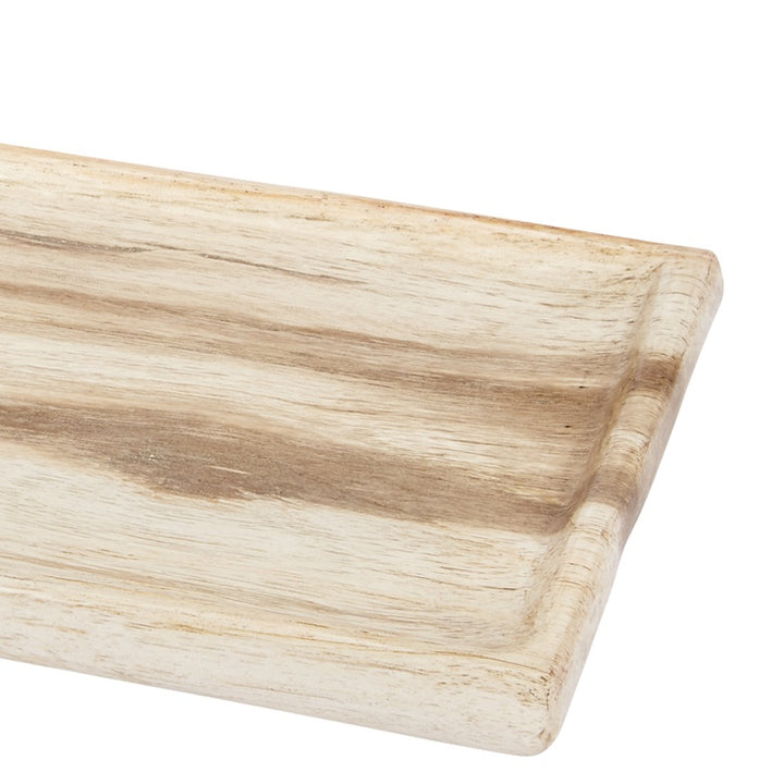 Cream petrified wood tray with squared corner and smooth inner surface