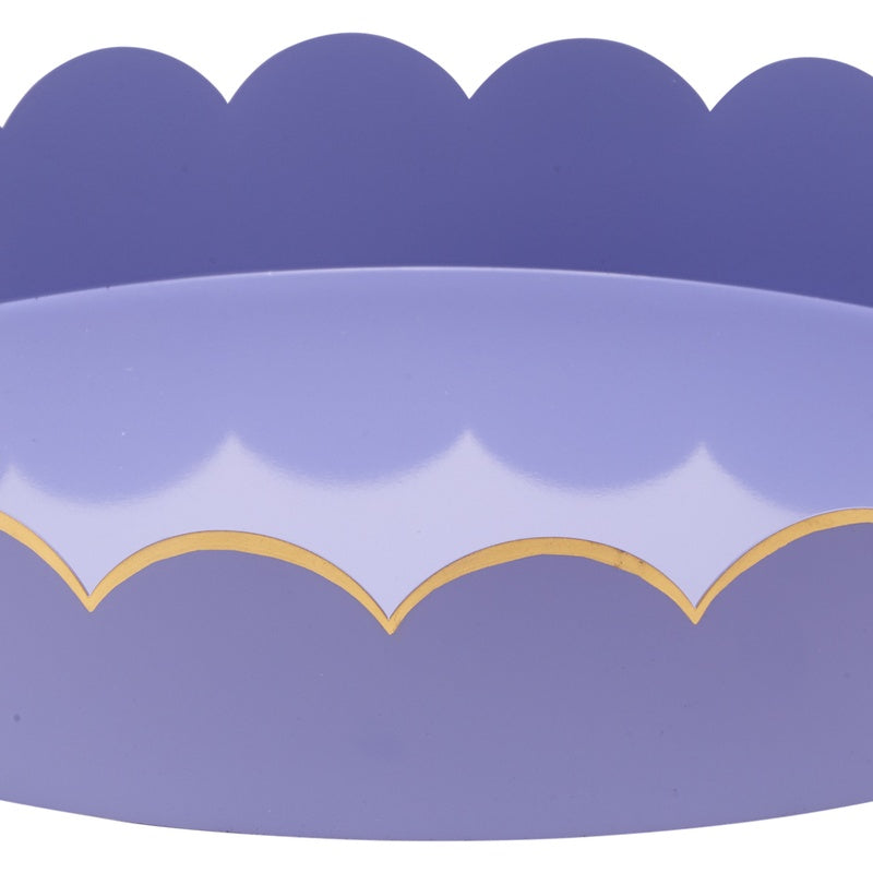Round purple tray rim with scalloped edge and gold cloud-style border