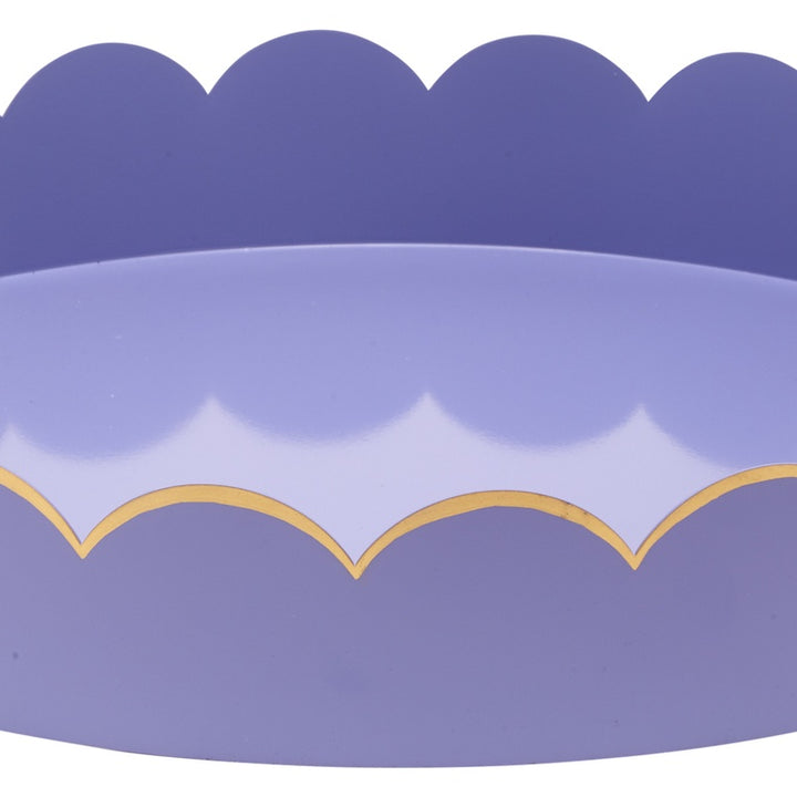 Round purple tray rim with scalloped edge and gold cloud-style border