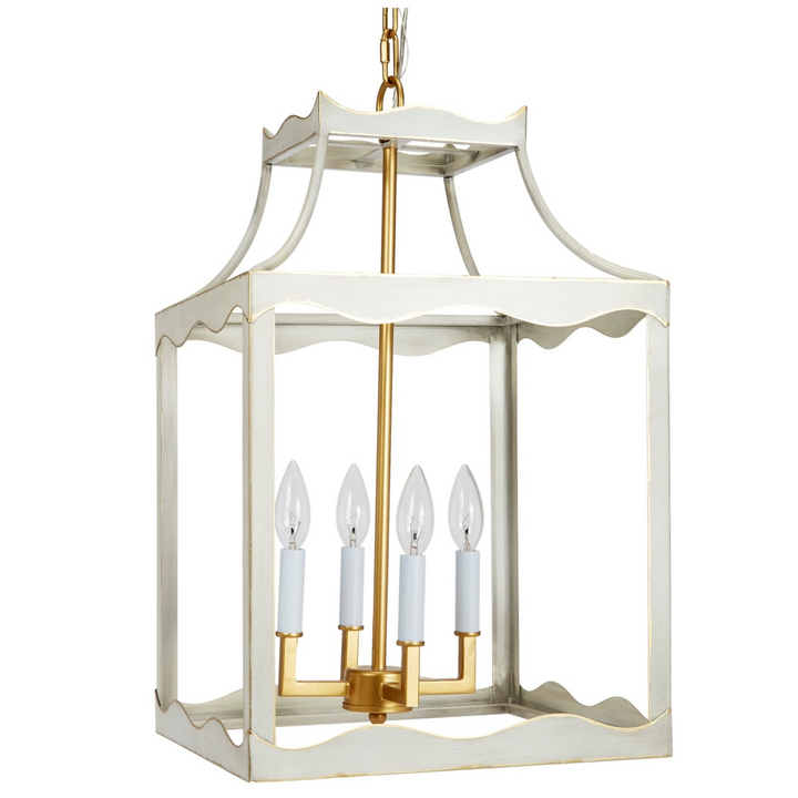 Stylish metal lantern featuring gold accents, perfect for adding charm to living rooms, entryways, or outdoor spaces.