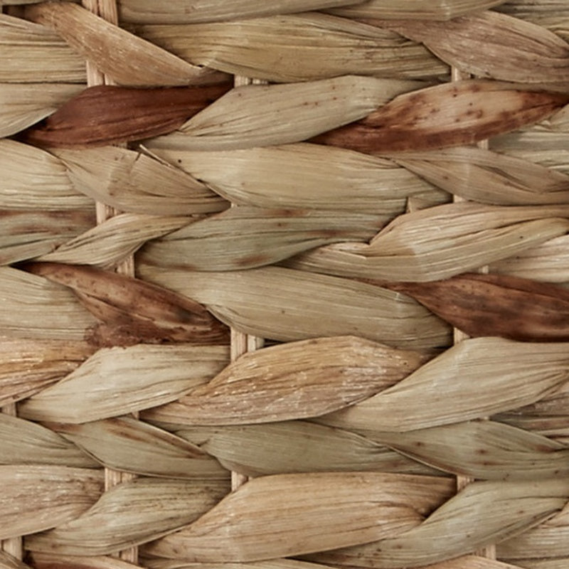 Woven water hyacinth shade texture with natural beige and brown strands